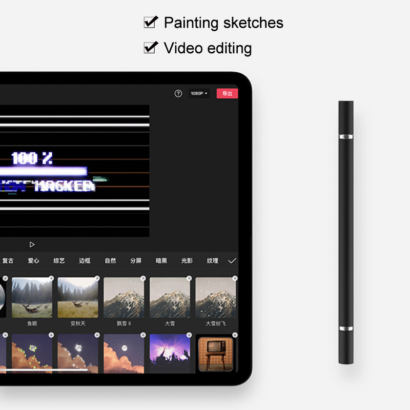 2-ühes universaalne pliiats Android nutitelefonile IOS iPhone iPad tahvelarvuti joonistuspliiatsid Mahtuvuslik pliiats mobiiliekraaniga puutepliiats