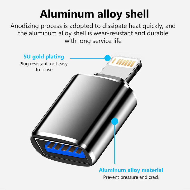 USB3.0 OTG Adapter iPhone 13 12 11 Pro XS Max XR X 8 Plus 7 6s iPad U lemezvilágításhoz USB 3.0 adapter a fenti iOS 13 rendszerhez