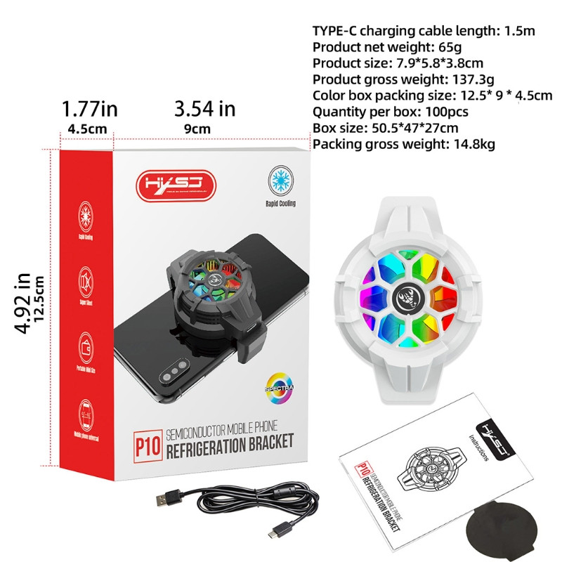 T5EE mobil hűtőventilátor P10 mobiltelefonhoz, játék hűtéshez