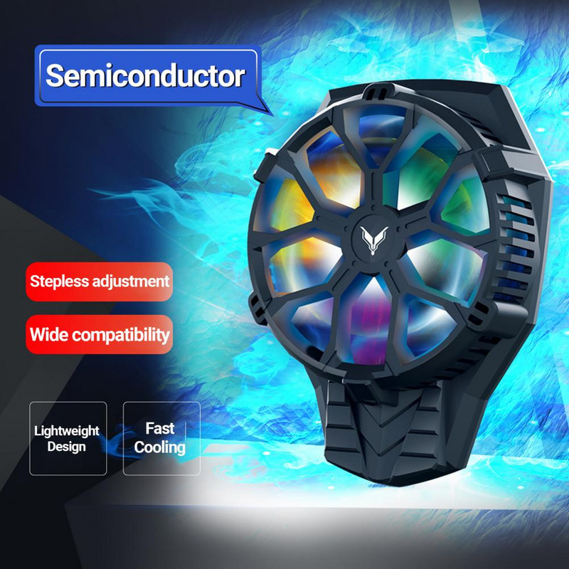 Kényelmes félvezető hűtés mobiltelefon hűtőventilátor kopásálló színes fények mobiltelefon radiátor