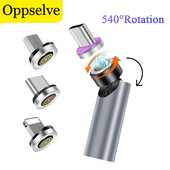 Adaptor magnetic Transfer de date Micro USB tip C Sincronizare de încărcare Rotire de 540 de grade Conector cot pentru iPhone Huawei Xiaomi Samsung