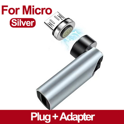 Adaptor magnetic Transfer de date Micro USB tip C Sincronizare de încărcare Rotire de 540 de grade Conector cot pentru iPhone Huawei Xiaomi Samsung