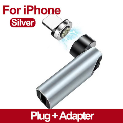 Adaptor magnetic Transfer de date Micro USB tip C Sincronizare de încărcare Rotire de 540 de grade Conector cot pentru iPhone Huawei Xiaomi Samsung