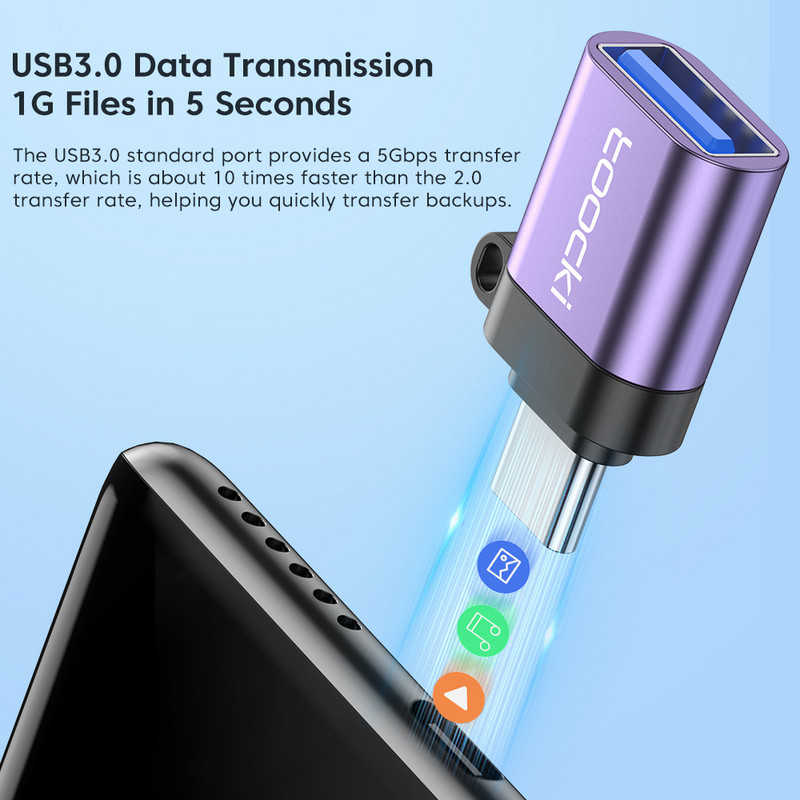 Toocki USB 3.0 – C típusú OTG adapter Micro USB dugasz – C típusú anya konverter USB-C OTG csatlakozó Macbookhoz Samsung Xiaomi