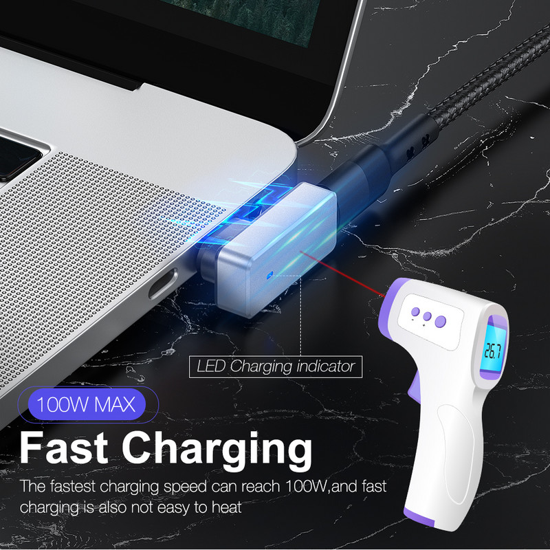 100 W USB C mágneses adapter 24 tűs USB PD gyorstöltés C típusú mágneses adatkonverter USBC csatlakozó MacBook Pro iPad kapcsolóhoz