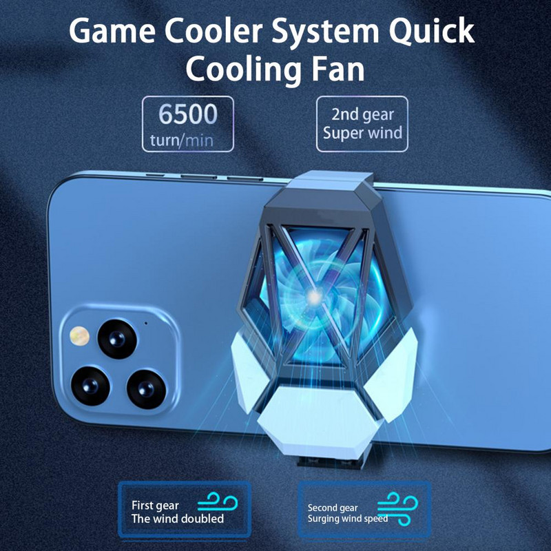 Mobiltelefon radiátor Csendes, kétfokozatú beállítás RGB Light Game Cooler rendszerrel Gyors hűtőventilátor Mobiltelefon kellékek