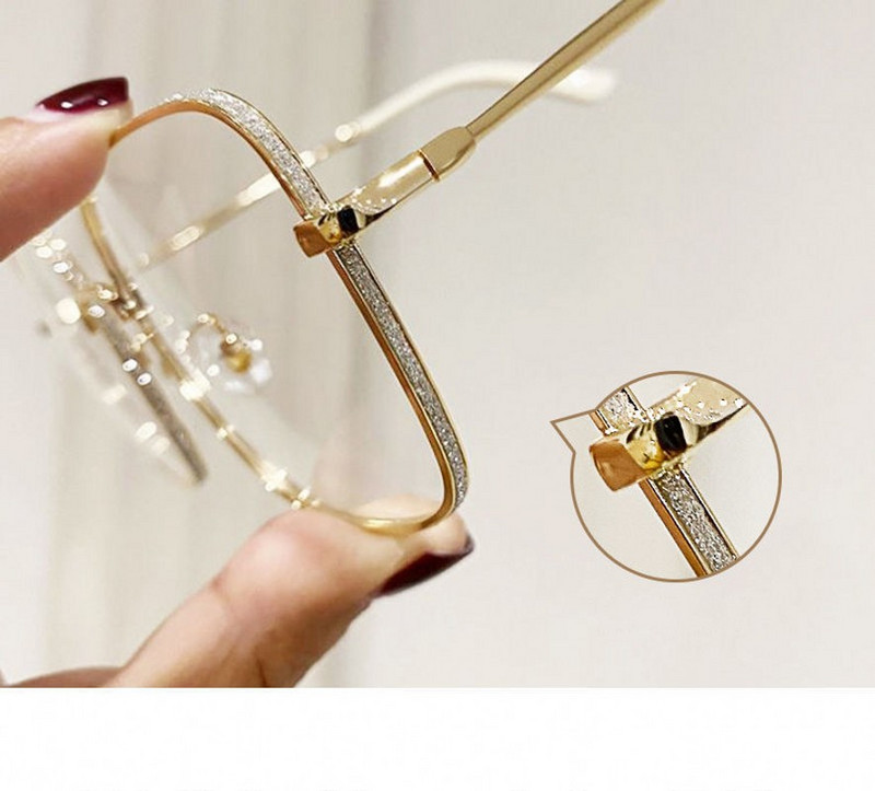 Luxus Anti Blue Light szemüvegek Férfi Női Gyémánt Szemüvegek Túlméretes Négyzet Szemüvegek Számítógépes Szemüvegek Szemüvegek Csillogó Keret