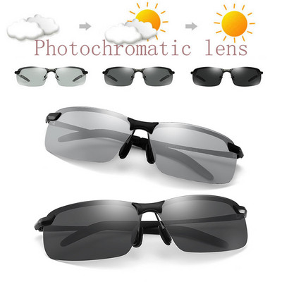 Photochromic Polarized Sunglasses for Men Classic Driver`s Sun Glasses Eyewear Vintage Eye Glasses Fishing Discolor Lens UV400