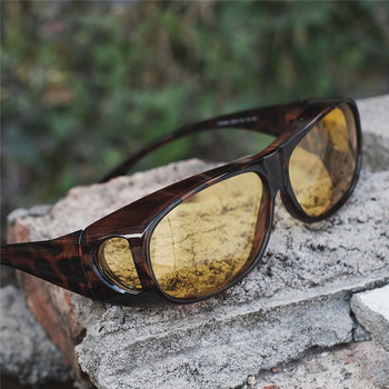 Очила за нощно виждане Поставят се върху очила Wrap Shield Риболов Спортни очила за шофиране Ветроустойчиви слънчеви очила