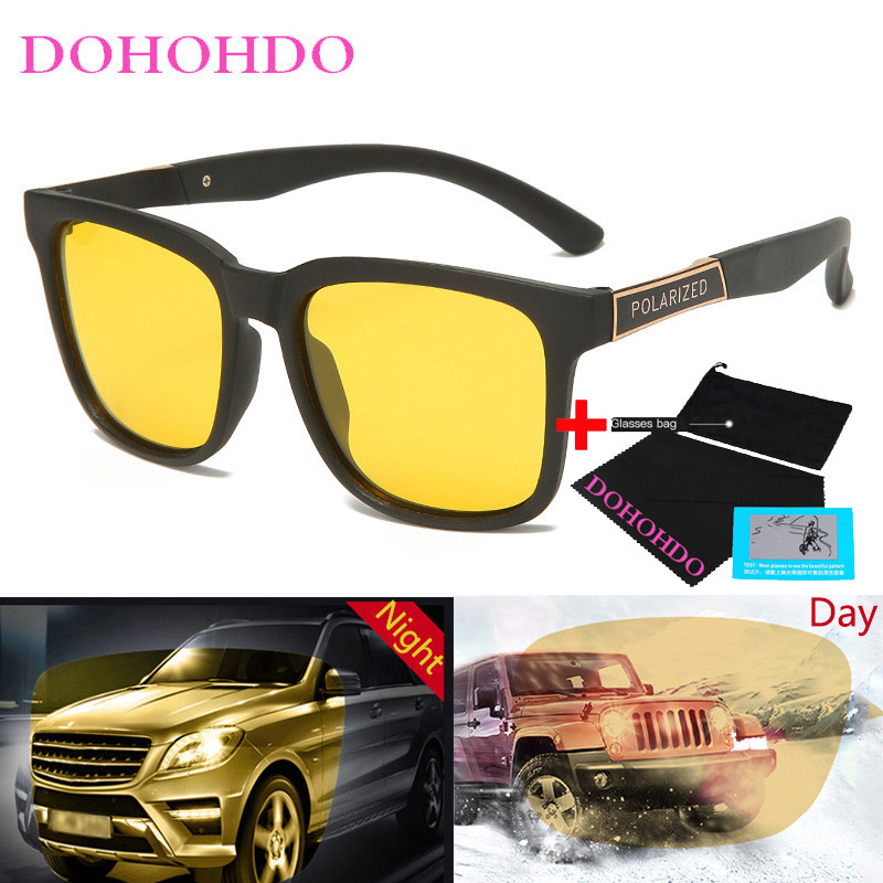 2022 Férfi Polarizált Éjjellátó Napszemüvegek Klasszikus TR90 Négyzetes Napszemüvegek Vakításgátló Sárga Szemüvegek Férfi Vezetőszemüvegek UV400