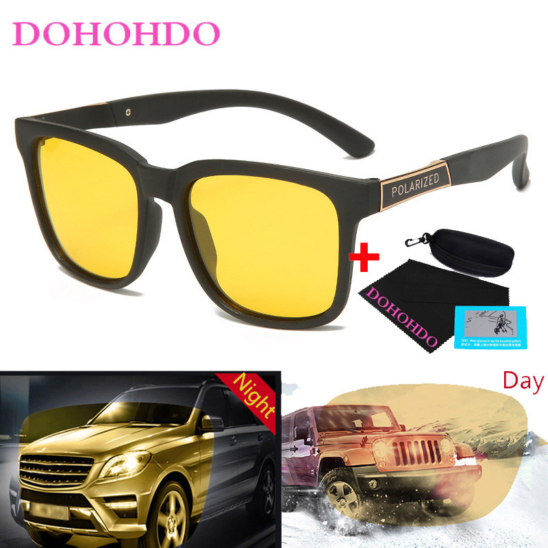 2022 Férfi Polarizált Éjjellátó Napszemüvegek Klasszikus TR90 Négyzetes Napszemüvegek Vakításgátló Sárga Szemüvegek Férfi Vezetőszemüvegek UV400