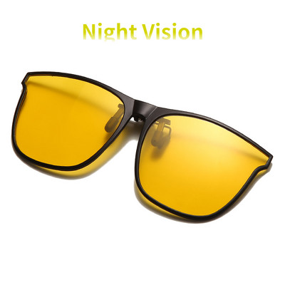 Naktinio matymo klipas ant akinių nuo saulės Moteriški Vyriški poliarizuoti akiniai nuo saulės Fotochrominiai nuo akinimo vairavimo akiniai Vintažiniai kvadratiniai akiniai