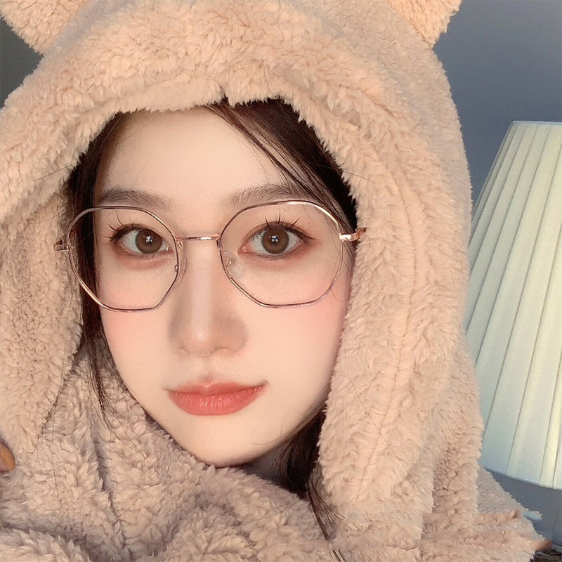 Art Retro uniszex poligon antikék fényű szemüvegek fémkeretes lapos szemüveg divatos kényelmes áttetsző szemüveg nőknek férfiaknak