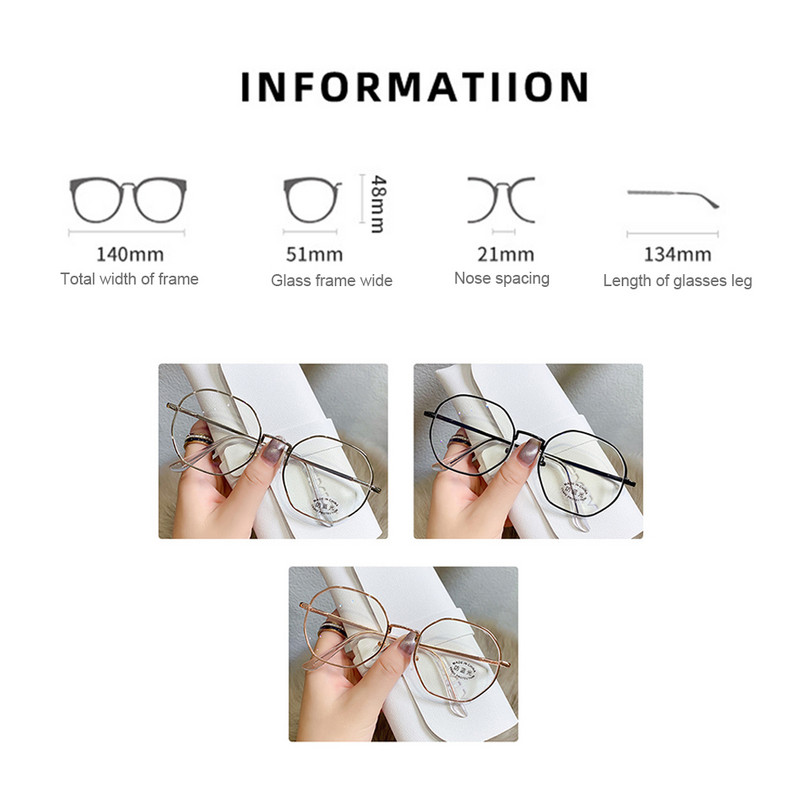 Art Retro uniszex poligon antikék fényű szemüvegek fémkeretes lapos szemüveg divatos kényelmes áttetsző szemüveg nőknek férfiaknak