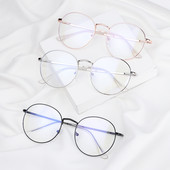 Rame de ochelari vintage anti lumină albastră cu lentile rotunde miopie oglindă optică metal anti UV Ochelari clari ramă ultra ușoară unisex