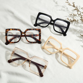 Ochelari de modă anti-lumină albastră, unisex, supradimensionați, pătrați, ochelari optici, protecție UV, ochelari de protecție antireflexi pentru computer