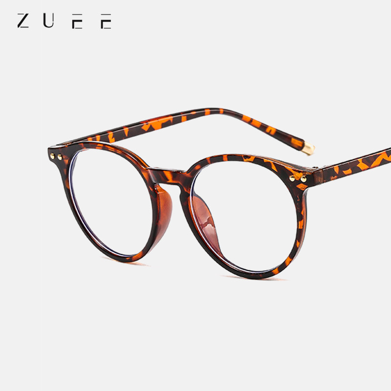 Egyszerű divat, kerek női szemüvegkeret Vintage átlátszó lencsés szemüveg Férfi optikai leopárd zöld szemüvegkeret