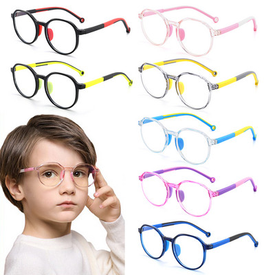 Детски очила против синя светлина Силиконови подложки за нос Кръгли TR90 Детски Ipad Таблет Handphone Gaming Компютър Грижа за очите UV очила