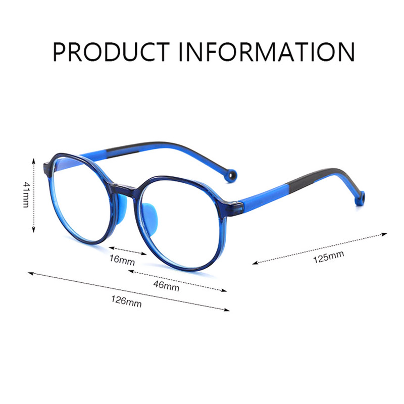 Kids Anti Blue Light Szemüvegek Szilikon Orrpárnák Kerek TR90 Gyermek Ipad Tablet Kézitelefon Játék Számítógép Szemkörnyékápoló UV Szemüvegek