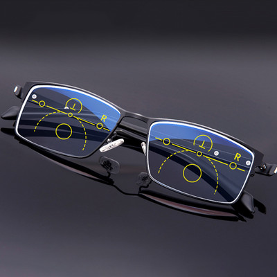1PC progresivne naočale za čitanje Muškarci Žene Multifokalne bifokalne naočale protiv plave svjetlosti s povećalom za dalekovidnost +1,0~+4,0