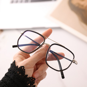 Ретро модни двулъчеви квадратни UV защитни очила Мъже Жени Анти синя светлина Черни прозрачни очила с рецепта