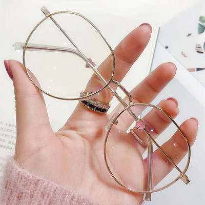 Ochelari cu bloc de lumină albastră, ureche de pisică, ochelari cu cadru rotund din metal, aliaj subțiri, ochelari de modă pentru femei, drăguți, pentru protecția ochilor de computer