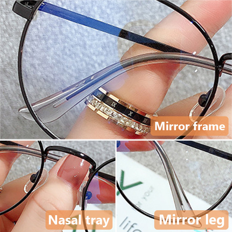 Macskafül Kék Világosblokk Szemüvegek Vékony ötvözet Fém Kerek Keret Szemüvegek Női Divat Aranyos Számítógép Szemvédő Szemüvegek