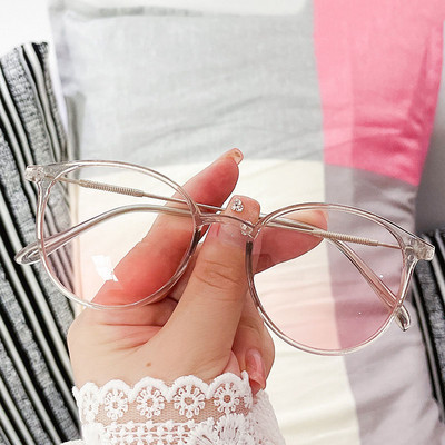 Metal TR90 Ochelari de blocare a luminii albastre, femei, bărbați, retro, ochelari rotunzi, rame, anti-razele albastre, ochelari transparente, ochelari de culoare