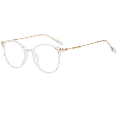 Metal TR90 Ochelari de blocare a luminii albastre, femei, bărbați, retro, ochelari rotunzi, rame, anti-razele albastre, ochelari transparente, ochelari de culoare