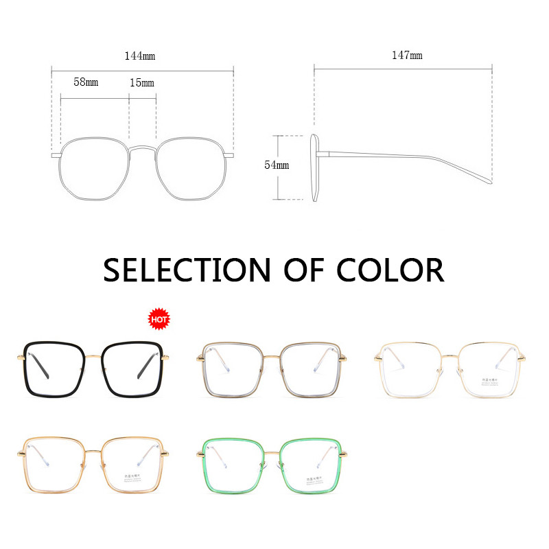 Veliki okvir Četvrtasti okvir za naočale protiv plave svjetlosti Preveliki okvir računalnih naočala za žene i muškarce Četvrtaste optičke naočale Naočale