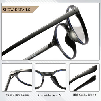 CRIXALIS Ретро компютърни очила за мъже Винтидж очила, блокиращи синя светлина Дамски гъвкави оптични рамки за очила, женски UV400