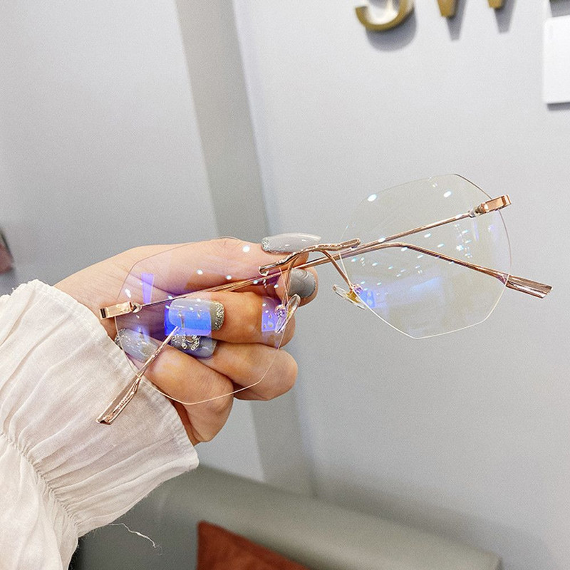 Anti Blue Light szemüvegek nőknek Férfi divatos keret nélküli szemüvegek Kék sugarakat blokkoló szemüvegek Szemvédelem Számítógépes szemüvegek