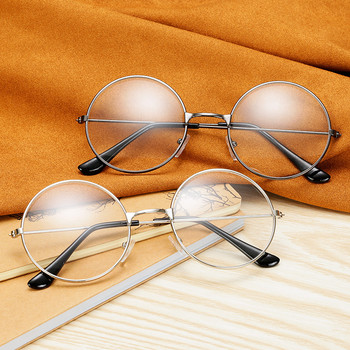 Μεταλλικά γυαλιά απλού λογοτεχνικού στυλ Γυναικεία γυαλιά στρογγυλά ρετρό γυαλιά μόδας σκελετός Επίπεδος καθρέφτης γυαλιά κατά μπλε φωτός