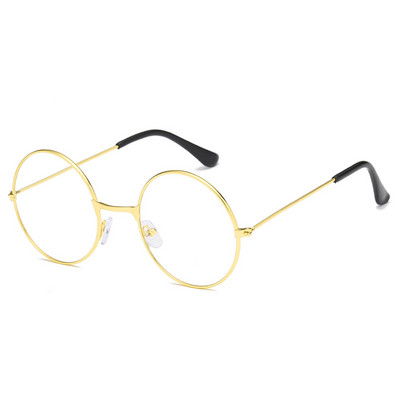 Ochelari de metal în stil literar simplu Ochelari de damă Ochelari rotunzi retro Ochelari de modă cu oglindă plată anti lumină albastră