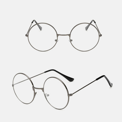Ochelari de metal în stil literar simplu Ochelari de damă Ochelari rotunzi retro Ochelari de modă cu oglindă plată anti lumină albastră