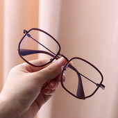 Ochelari cu ramă pătrată mică la modă Ochelari anti-albastru Ochelari de birou anti-radiații Ochelari de protecție pentru computer Bărbați Femei Ochelari coreeani cu cadru metalic