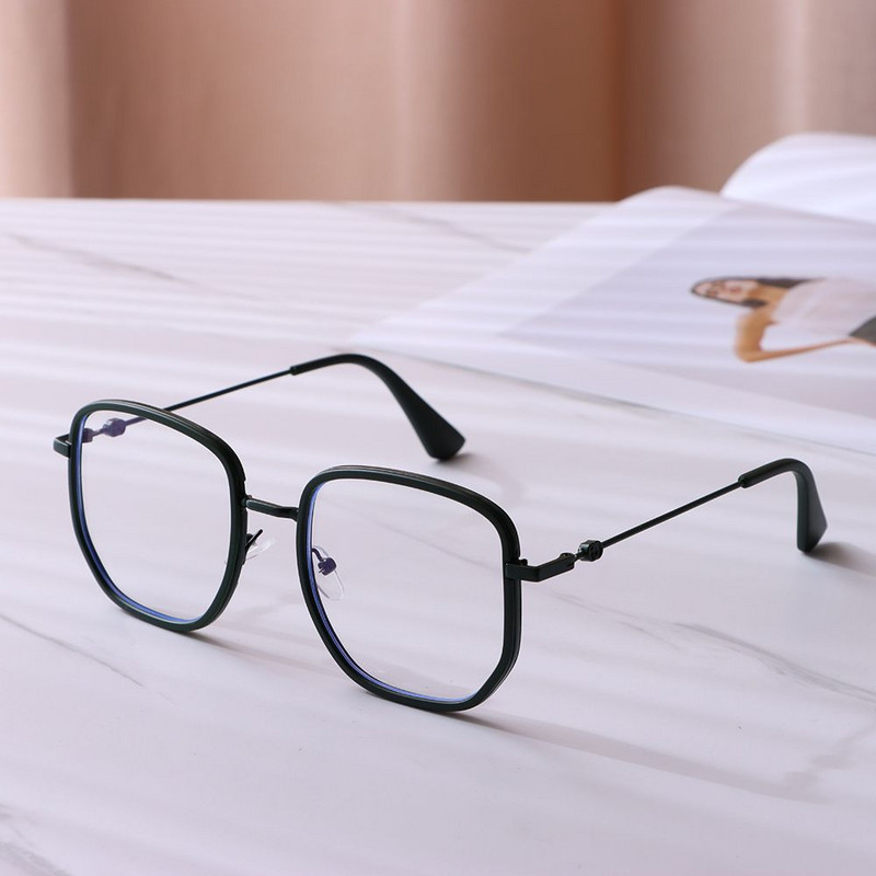 Divatos kis négyzet alakú, kék színű szemüvegek sugárzás elleni irodai szemüvegek számítógépes szemüvegek férfi női koreai fémkeretes szemüvegek