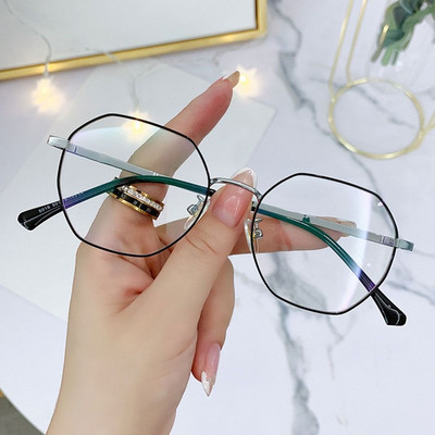 Ochelari de epocă anti-lumină albastră Poligon Ramă metalică Femei Bărbați Ochelari Brand Designer Moda Rame optice Ochelari pentru computer