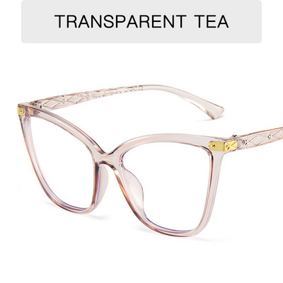 Ochelari de modă ochi de pisică anti-lumină albastră Ochelari de vedere transparenți pentru computer pentru femei Ochelari optici de blocare a luminii albastre supradimensionați