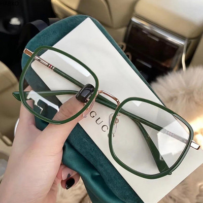 Ochelari cu blocare albastru ultra-deschis Ochelari retro cu cadru verde Ochelari cu lumină albastră Ochelari transparenți Ochelari pentru femei