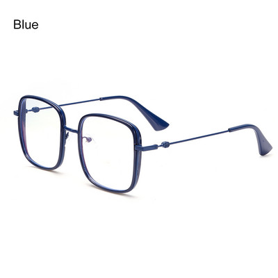 Ochelari anti-lumină albastră, femei, bărbați, ochelari de metal, ochelari clari, ochelari optici, cadru pătrat, lentile transparente, unisex
