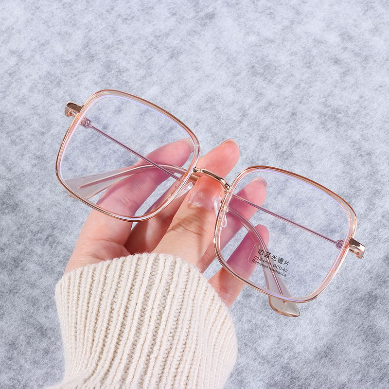 Antikék fény szemüvegek női férfi fém szemüvegek átlátszó szemüvegek optikai szemüvegek négyzet alakú átlátszó lencsekeret unisex