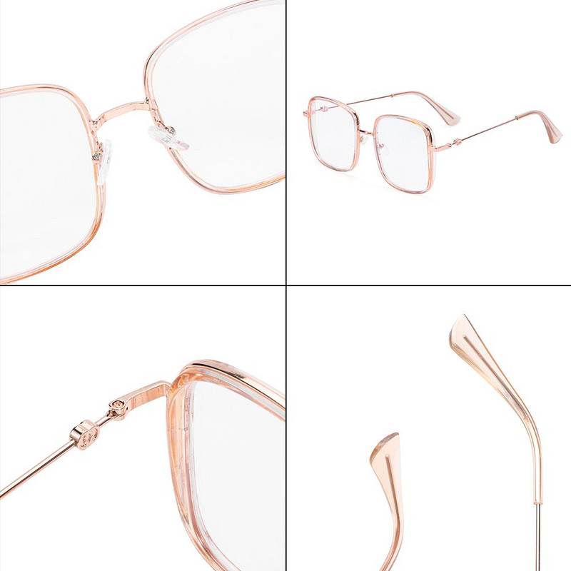 Antikék fény szemüvegek női férfi fém szemüvegek átlátszó szemüvegek optikai szemüvegek négyzet alakú átlátszó lencsekeret unisex