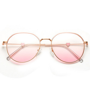 Ochelari de soare decorativi rotunzi rotunzi pentru femei, cu gradient anti-albastru, ochelari de soare pentru fete, ochelari cu nuanțe drăguțe coreene
