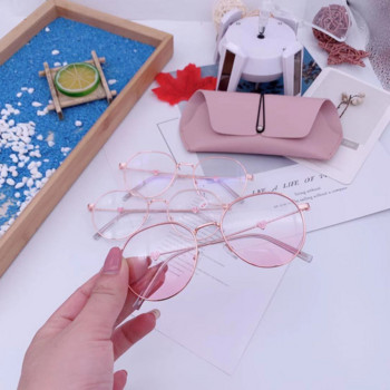 Γυναικεία ροζ ρουζ Gradient Anti Blue Light Γυαλιά μόδας στρογγυλά διακοσμητικά γυαλιά ηλίου για κορίτσια Νέα κορεατικά γυαλιά χαριτωμένες αποχρώσεις