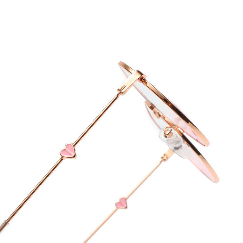 Női Rózsaszín Pirosító Színátmenet Anti Kék Világos Szemüvegek Divat Kerek Dekoratív Napszemüvegek Lányok Új koreai Aranyos árnyalatú Szemüvegek