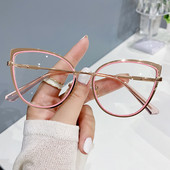 Ochelari de vedere retro anti-albastru pentru femei Ochi de pisică Rame de ochelari optici supradimensionați de designer de marcă Ochelari clari