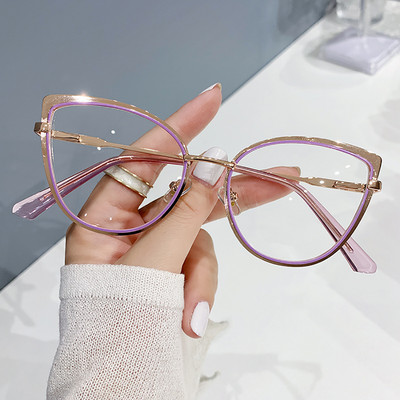 Ochelari de vedere retro anti-albastru pentru femei Ochi de pisică Rame de ochelari optici supradimensionați de designer de marcă Ochelari clari