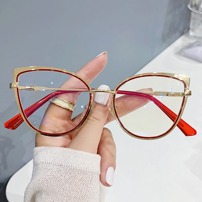 Ochelari de vedere retro anti-albastru pentru femei Ochi de pisică Rame de ochelari optici supradimensionați de designer de marcă Ochelari clari