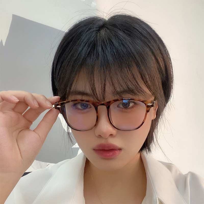 Anti Blue Ray szemüvegek női retro ovális kerettel átlátszó leopárd szemüvegek számítógépes szemüvegek férfi és női koreai stílusban